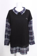画像1: NieR Clothing / レイヤードデザインカットソー  黒 S-26-10-08-024-PU-TO-AS-ZS (1)