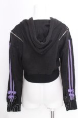画像2: Amilige / チャイナボタン付きパーカー+フリルスカート  黒ｘ紫 S-26-10-08-026-PU-TS-HR-ZS (2)