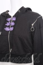 画像3: Amilige / チャイナボタン付きパーカー+フリルスカート  黒ｘ紫 S-26-10-08-026-PU-TS-HR-ZS (3)