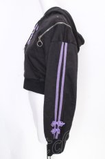 画像4: Amilige / チャイナボタン付きパーカー+フリルスカート  黒ｘ紫 S-26-10-08-026-PU-TS-HR-ZS (4)