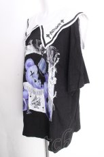 画像3: Amilige / セーラーカラー半袖プリントTシャツ  黒 S-26-10-08-027-PU-BL-HR-ZS (3)