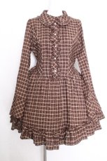 画像1: axes femme POETIQUE / チェックワンピース  ブラウン S-26-10-12-037-AX-OP-AS-ZS (1)