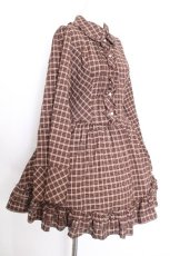 画像2: axes femme POETIQUE / チェックワンピース  ブラウン S-26-10-12-037-AX-OP-AS-ZS (2)