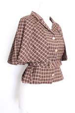 画像2: axes femme POETIQUE / ディテクティブチェックジャケット  ブラウン S-26-10-12-039-AX-JA-AS-ZS (2)