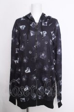 画像1: NieR Clothing / 転写ジップパーカー  黒 S-26-10-12-1024-PU-BL-HR-ZS (1)