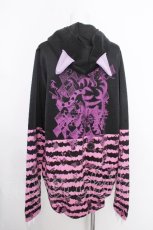 画像2: PUTUMAYO / チェシャ猫パーカ-  黒ｘピンク S-26-10-12-1033-PT-TO-HR-ZS (2)