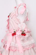 画像5: BABY,THE STARS SHINE BRIGHT / ドキドキ ときめきPrincessないちごちゃんギンガムジャンパースカート  ピンク S-26-10-12-1043-BA-OP-HR-ZS (5)