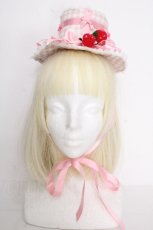画像1: BABY,THE STARS SHINE BRIGHT / ドキドキ ときめきPrincessないちごちゃんギンガムミニハット  ピンク S-26-10-12-1006-BA-AC-HR-ZS (1)