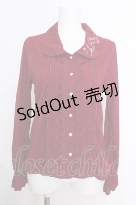 Preview of ブローチ付フェアリー刺繍ブラウス  ワイン