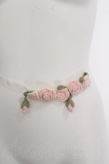 画像2: PINK HOUSE / ローズモチーフいっぱいリボンベルト  ピンク×白 S-26-10-12-013-LO-AC-TE-ZS (2)