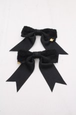 画像1: BABY,THE STARS SHINE BRIGHT / ローズレースリボンクリップ  黒 S-26-10-12-003-BA-AC-TE-ZS (1)