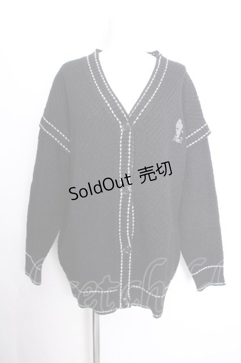 画像1: NieR Clothing / ステッチ風カーディガン  黒 S-26-10-13-041-PU-TO-HR-ZS (1)