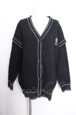 画像1: NieR Clothing / ステッチ風カーディガン  黒 S-26-10-13-041-PU-TO-HR-ZS (1)