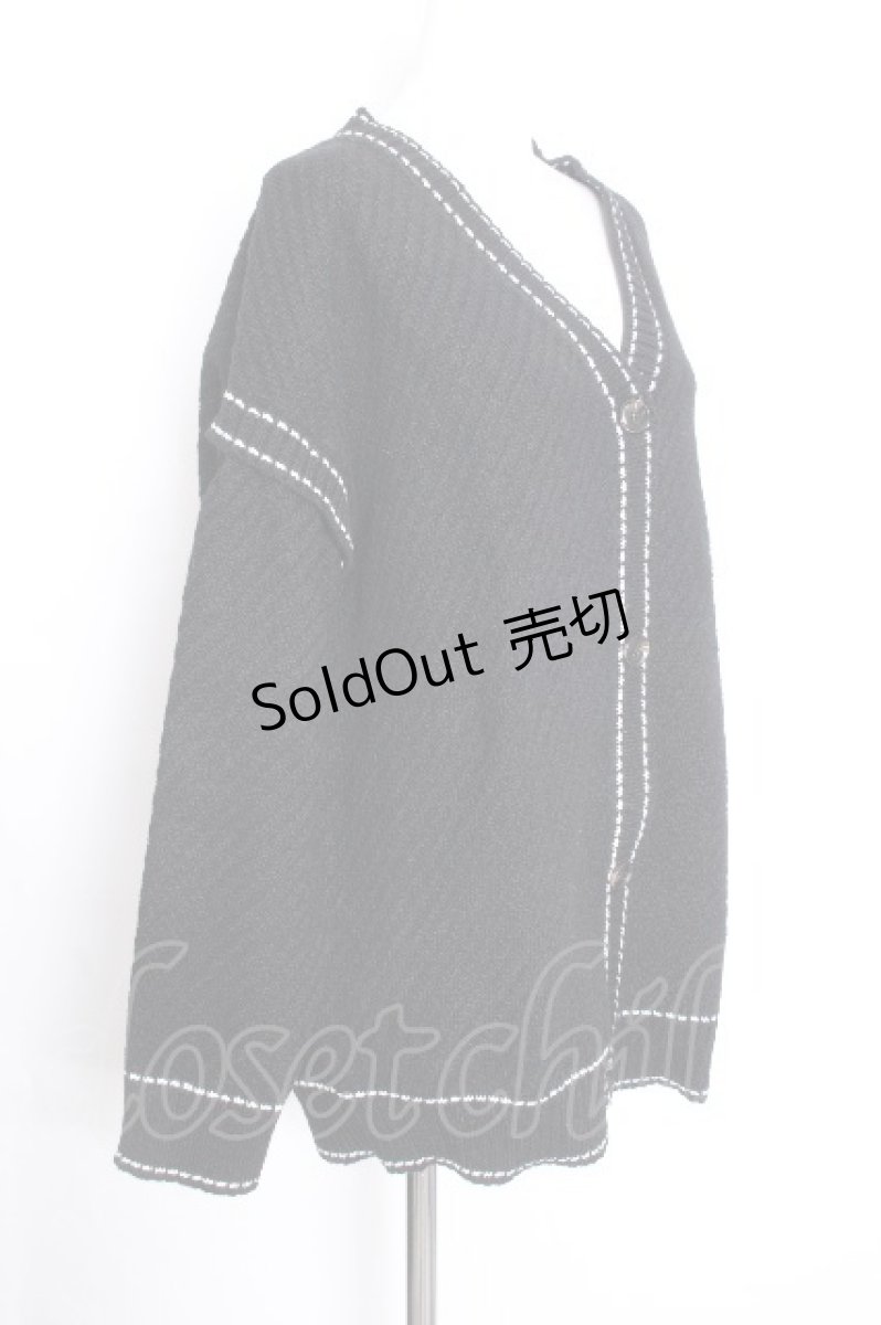 画像2: NieR Clothing / ステッチ風カーディガン  黒 S-26-10-13-041-PU-TO-HR-ZS (2)