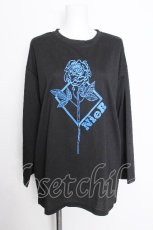 画像1: NieR Clothing / バラ刺繍カットソー  黒ｘ青 S-26-10-13-033-PU-TO-HR-ZS (1)