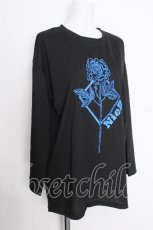 画像2: NieR Clothing / バラ刺繍カットソー  黒ｘ青 S-26-10-13-033-PU-TO-HR-ZS (2)