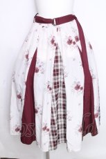 画像1: axes femme / フラワー切替スカート  ワイン S-26-10-15-043-AX-SK-AS-ZS (1)