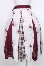 画像2: axes femme / フラワー切替スカート  ワイン S-26-10-15-043-AX-SK-AS-ZS (2)