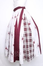 画像3: axes femme / フラワー切替スカート  ワイン S-26-10-15-043-AX-SK-AS-ZS (3)