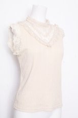 画像2: axes femme / Vネックレース重ねプルオーバー  オフ S-26-10-15-011-AX-TO-AS-ZS (2)
