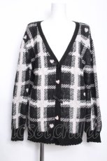 画像1: pium / ハートチェックロングカーディガン  黒ｘピンク S-26-10-15-019-LO-TO-HR-ZS (1)