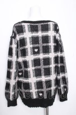 画像4: pium / ハートチェックロングカーディガン  黒ｘピンク S-26-10-15-019-LO-TO-HR-ZS (4)