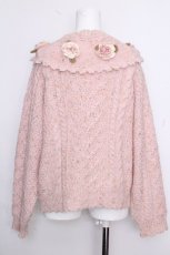 画像2: PINK HOUSE / バラモチーフ付きヨークニットカーディガン  ピンク S-26-10-16-024-LO-OP-AS-ZS (2)