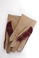 画像2: axes femme / ビット付チェック柄手袋  ワイン S-26-10-16-003-AX-ZA-HR-ZS (2)