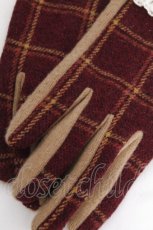 画像4: axes femme / ビット付チェック柄手袋  ワイン S-26-10-16-003-AX-ZA-HR-ZS (4)