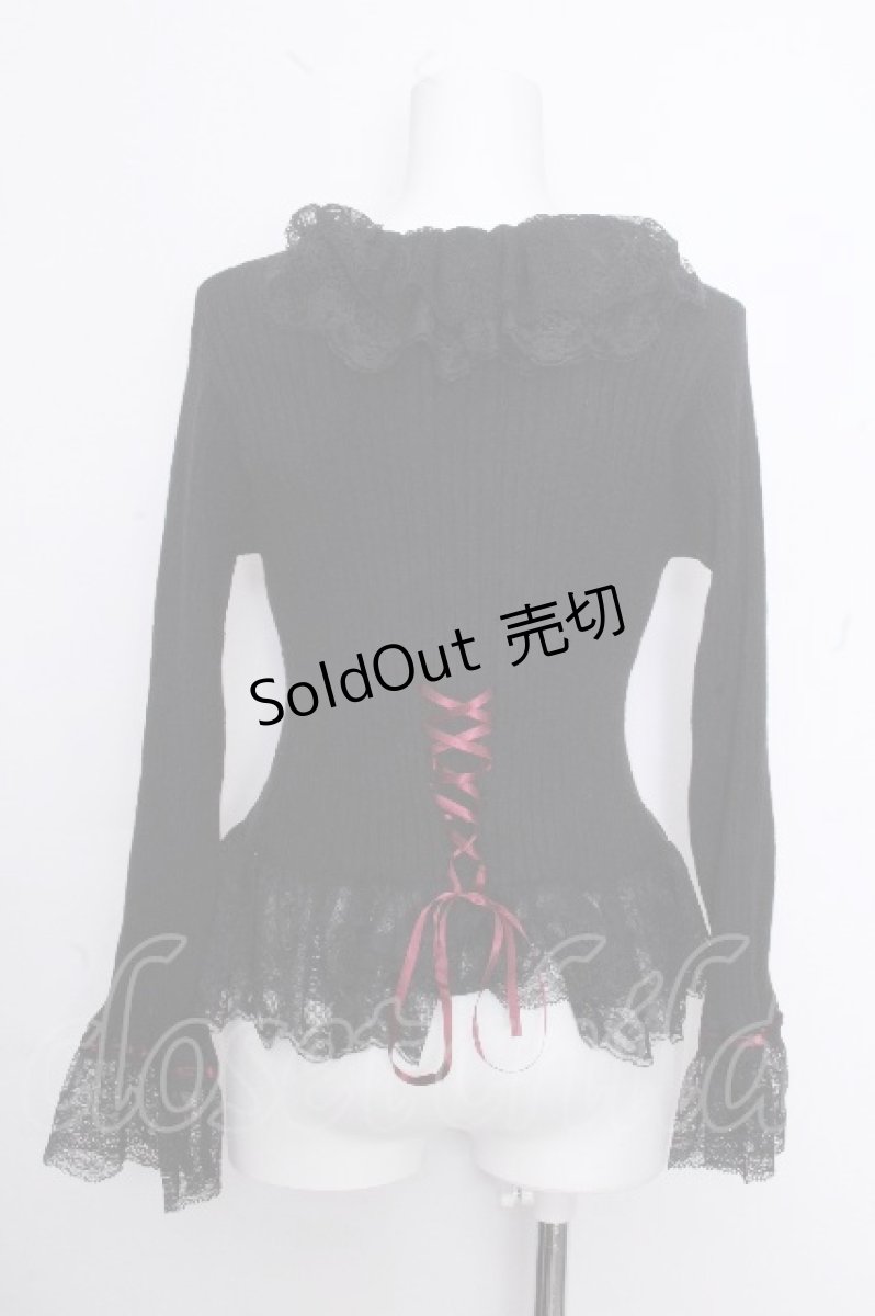 画像2: axes femme / レースフリルニットボレロ  黒 S-26-10-16-036-AX-TO-HR-ZS (2)