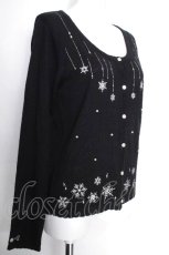 画像3: axes femme / スノークリスタル刺繍カーディガン  黒 S-26-10-16-038-AX-TO-HR-ZS (3)