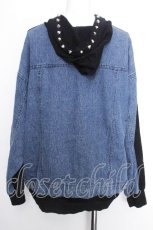 画像2: HELL CAT PUNKS / スタッズフード付き切替プルオーバー  黒ｘ青 S-26-10-16-040-PU-TO-HR-ZS (2)