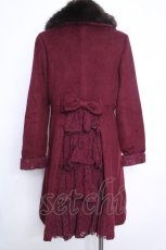 画像2: axes femme / ウール混バックデザインコート  ワイン S-26-10-16-055-AX-CO-HR-ZS (2)