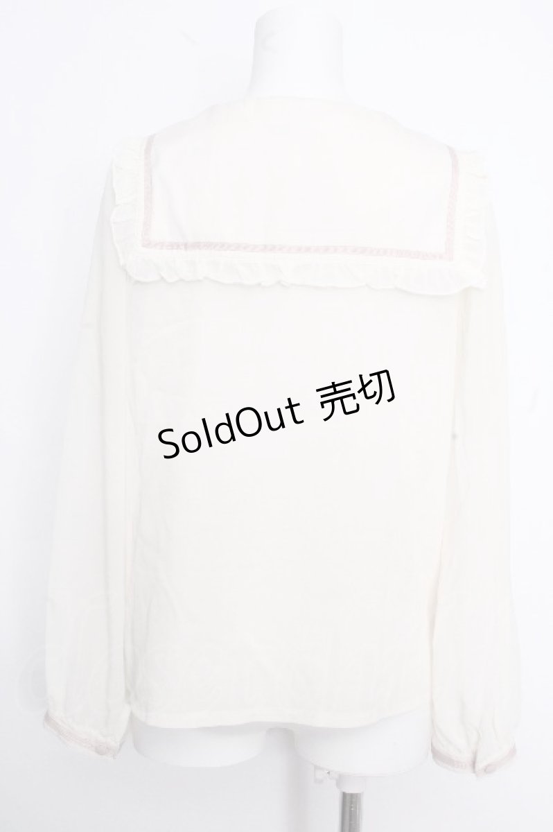画像2: axes femme POETIQUE / セーラー襟刺繍ブラウス  オフ S-26-10-17-004-AX-TO-AS-ZS (2)