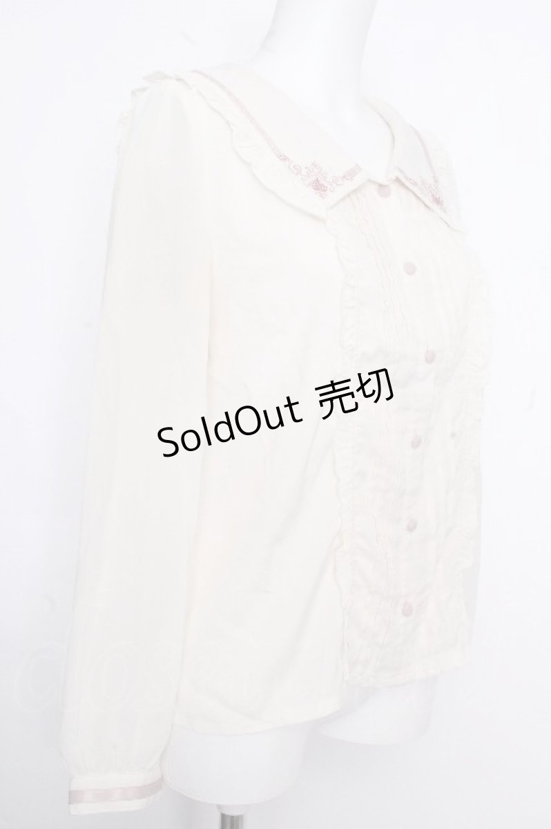 画像3: axes femme POETIQUE / セーラー襟刺繍ブラウス  オフ S-26-10-17-004-AX-TO-AS-ZS (3)