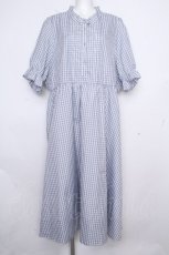 画像1: m petit by misako / AM*チェックピンタックワンピース 6L ブルー S-26-10-17-049-LO-OP-HR-ZS (1)