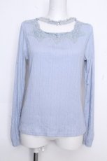 画像1: axes femme / チョーカー風テレコカットソー  サックス S-26-10-17-009-AX-TO-AS-ZS (1)