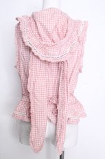 画像2: PINK HOUSE / うさ耳フード付きギンガムチェックベストブラウス  ピンクｘ白 S-26-10-17-010-LO-BL-HR-ZS (2)