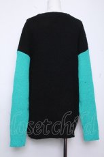 画像4: NieR Clothing / シエル配色ニットカーディガン  黒ｘグリーン S-26-10-19-029-PU-TO-HR-ZS (4)