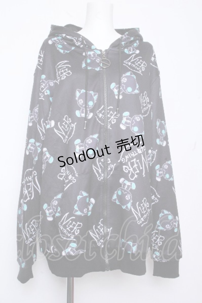 画像1: NieR Clothing / シエル裏起毛転写パーカー  黒 S-26-10-19-032-PU-TO-HR-ZS (1)