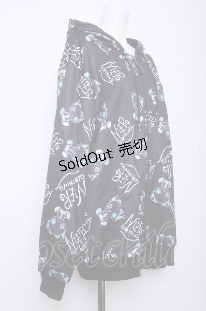画像2: NieR Clothing / シエル裏起毛転写パーカー  黒 S-26-10-19-032-PU-TO-HR-ZS (2)
