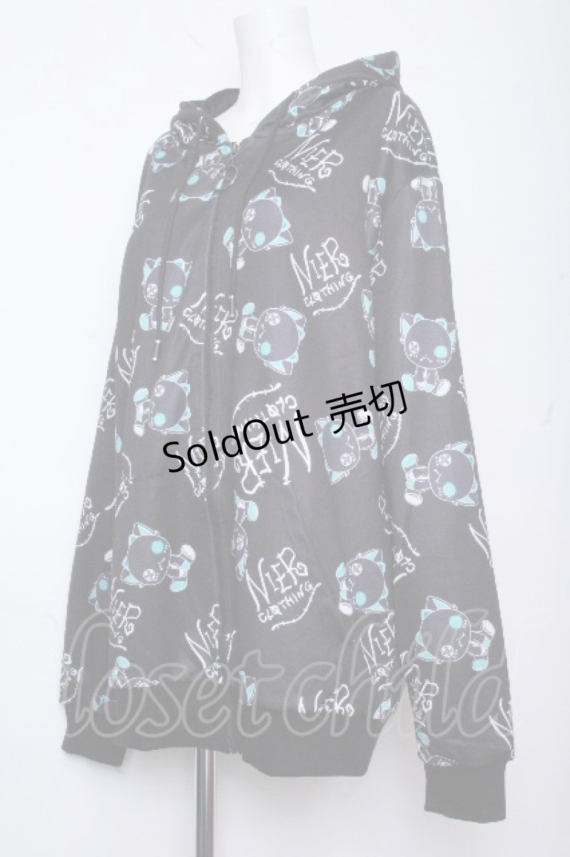 画像3: NieR Clothing / シエル裏起毛転写パーカー  黒 S-26-10-19-032-PU-TO-HR-ZS (3)