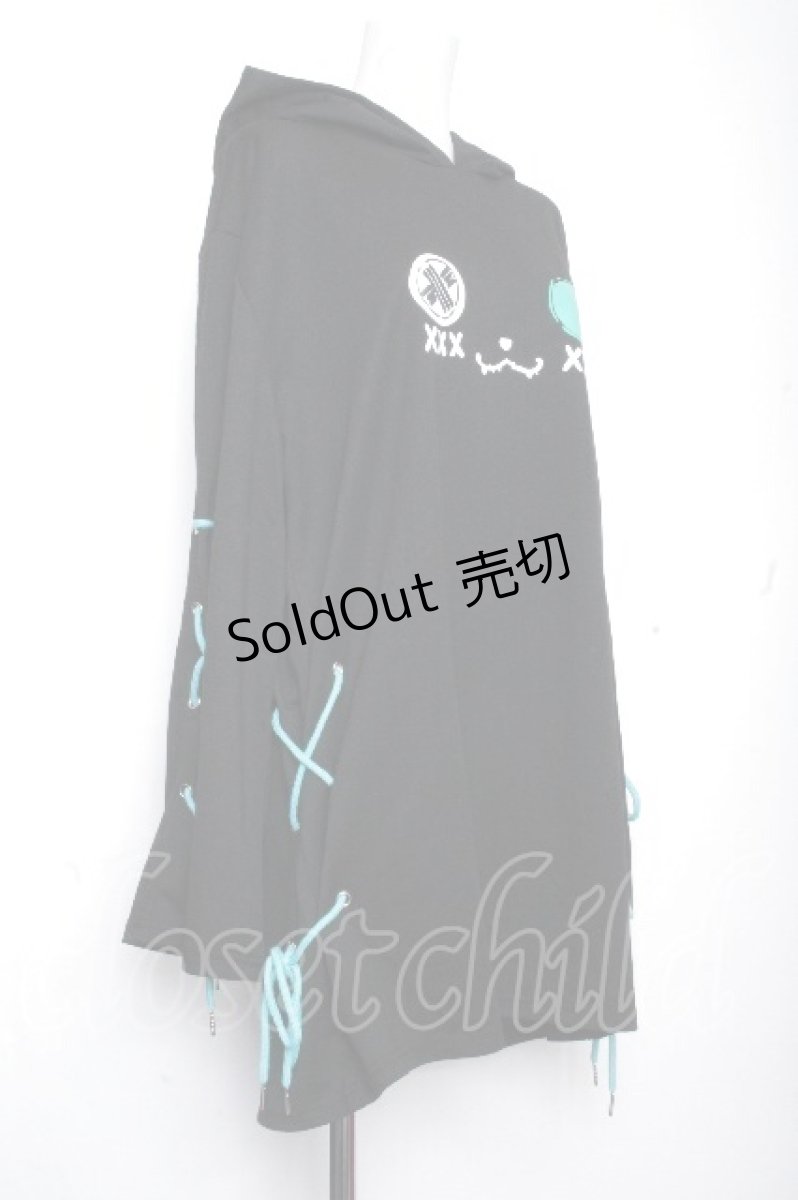画像2: NieR Clothing / 猫耳付きシエルパーカー  黒ｘグリーン S-26-10-19-034-PU-TO-HR-ZS (2)
