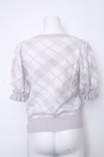 画像2: evelyn / ロゴチェックニット  グレー S-26-10-19-1015-LO-TO-HR-ZS (2)