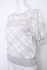 画像3: evelyn / ロゴチェックニット  グレー S-26-10-19-1015-LO-TO-HR-ZS (3)