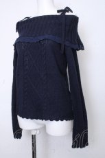 画像3: axes femme POETIQUE / オフショルニット  紺 S-26-10-19-1027-AX-TO-AS-ZS (3)