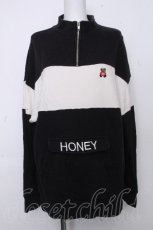 画像1: Honey Cinnamon / ハーフジップアップパーカー  黒ｘ白 S-26-10-19-1033-LO-TO-HR-ZS (1)