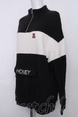 画像3: Honey Cinnamon / ハーフジップアップパーカー  黒ｘ白 S-26-10-19-1033-LO-TO-HR-ZS (3)