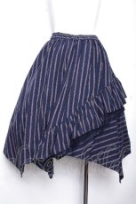 画像4: axes femme / ストライプ柄イレヘムスカート  紺 S-26-10-19-053-AX-SK-AS-ZS (4)