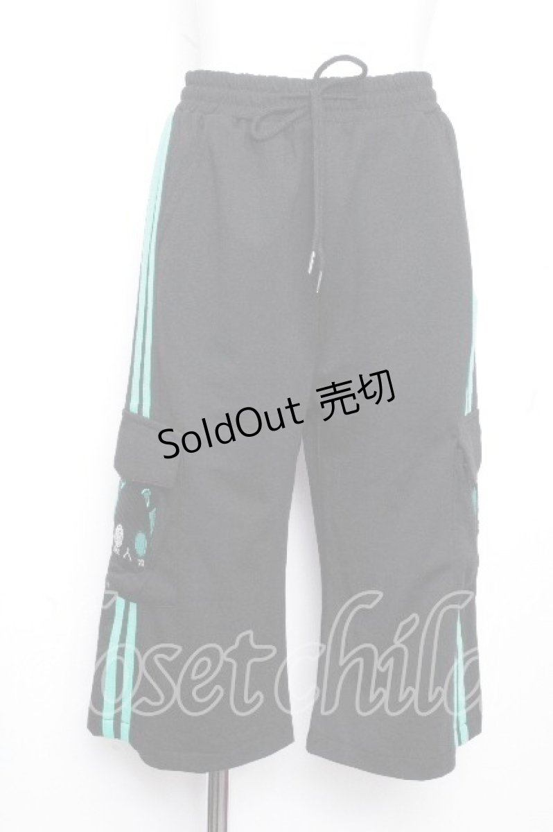 画像1: NieR Clothing / シエルデザインパンツ  黒ｘグリーン S-26-10-19-060-PU-PA-HR-ZS (1)